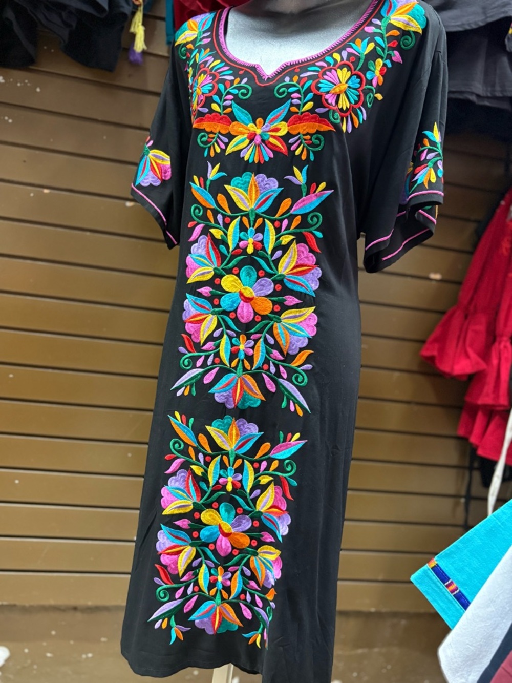 Mexican Embroidered Dress - Vibrant Multicolor/Vestido Mexicano
